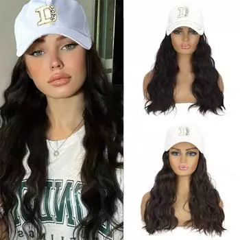 MISS WIG Synthetic Long Wavy Hat Wig Extension Baseball Cap High Temperature Resistant For Women Daily Cosplay