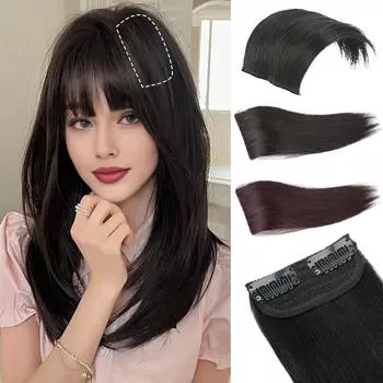 MISS WIG Synthetic Short Straight Hair Pieces Hair Extension Pad with Hair Clip-in Hair Extension Increase Hair Volume For Women Hair Accessories 10cm