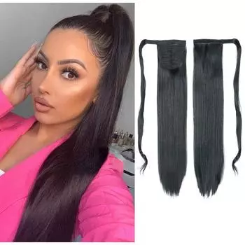 MISS WIG Женская мода длинный прямой хвост из синтетического волокна шиньон с заколкой для наращивания волос 16