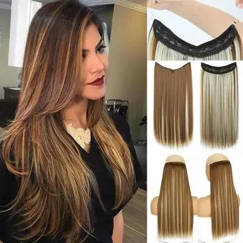 MISS WIG Женские Длинные Коричневые Блондинки Цвет Омбре Прямые Наращивание Волос Синтетическое Волокно Натуральная Повседневная Одежда Косплей Прямые Волосы 55 cm