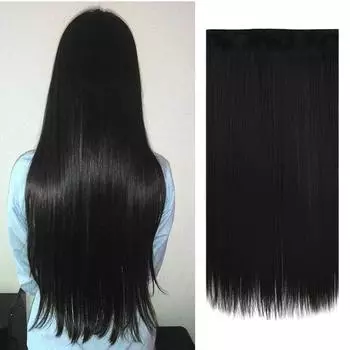 MISS WIG Женские длинные прямые наращивания волос Натуральный парик 5 зажимов Шиньон Синтетическое волокно Волосы Черный Коричневый Светлый Вечеринка Косплей Ежедневное использование