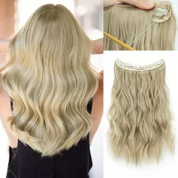 MISS WIG, женские натуральные повседневные волнистые наращивание волос, невидимая проволока и зажимы, синтетическое волокно, волнистые волосы 55 cm