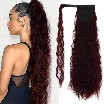 MISS WIG женский длинный парик с хвостиком из кукурузной волны, вьющиеся волосы, накладные волосы из синтетического волокна, шиньон с обертыванием на заколке для волос, ежедневное использование