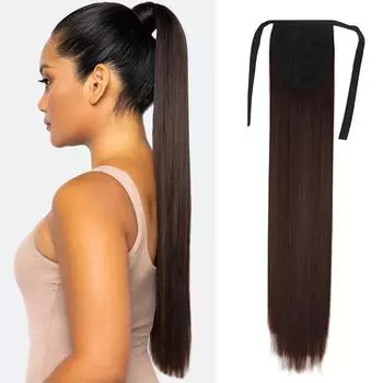 MISS WIG женский длинный прямой парик с хвостиком, наращивание волос, чистый цвет, черный, светлый, заколка для волос из синтетического волокна, натуральный, для повседневного использования