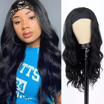 MISS WIG, женский парик с повязкой на голову, объемные волны, натуральные черные парики с повязкой на голову, искусственные волосы, синтетические парики для чернокожих женщин 24inches