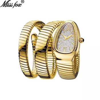MISSFOX кварцевые часы популярные женские часы Mid Ancient Small Snake Shaped модные элегантные женские часы золотой