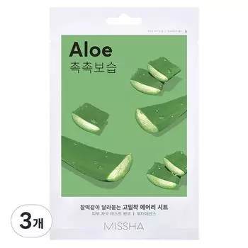 Missha Airy Adhesive Sheet Mask Aloe, 1 упаковка, 3 шт.