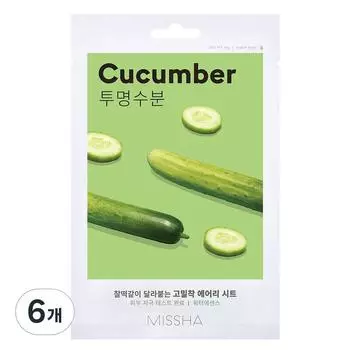 Самоклеящаяся тканевая маска Missha Airy, огурец, 1 упаковка, 6 шт.