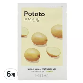 Missha Airy Adhesive Sheet Mask Potato, 1 pack, 6 pieces