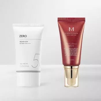 MISSHA Allaround Safe Block Zero Vegan Sunscreen SPF50+/PA+++ с BB-кремом Missha Perfect Cover (6 вариантов) 1PCS