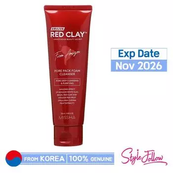 [MISSHA] Amazon Red Clay™ Пенка для умывания Pore Pack 120 мл 1pc + Sample Gifts