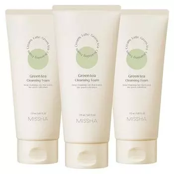 Missha Creamy Latte Очищающая пенка Зеленый чай, 172мл, 3 шт. Известная корейская косметика