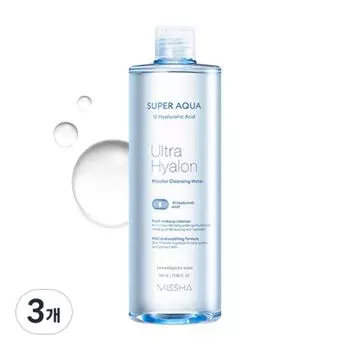 MISSHA Очищающая мицеллярная вода Super Aqua Ultra Hyalon, 500 мл, 3 шт.