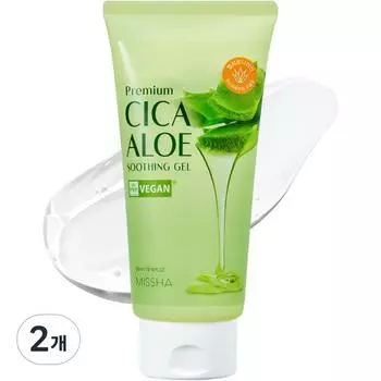 Missha Premium Cica Успокаивающий гель с алоэ, 300 мл, 2 шт. Популярная корейская косметика