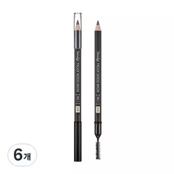 Missha Smudge Proof Wood Eyebrow Auto Pencil, Dark Brown, 6 pcs.