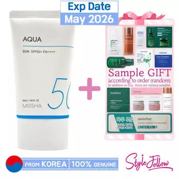 [MISSHA] Солнцезащитный гель Allaround Safe Block Aqua, 50 мл (SPF50 + / PA ++++) 1pc + Sample Gifts