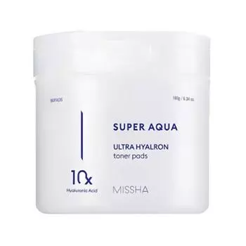 MISSHA Super Aqua Ultra Hyalon Тонер-пэды — 180 г, 90 пэдов, 1 шт.