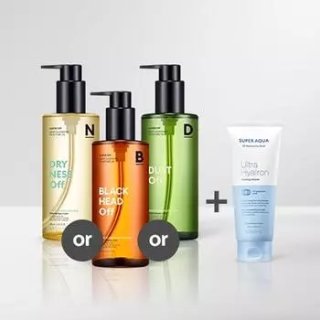MISSHA Super Off Очищающее масло 305 мл (Удаление черных точек, удаление сухости, удаление пыли) + Набор очищающих пенок Super Aqua Ultra Hyalon (3 варианта) Balckhead off SET