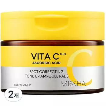 Missha Vita C Plus Blemish C Tone Up Ampoule Pad, 80 листов, 2 шт.