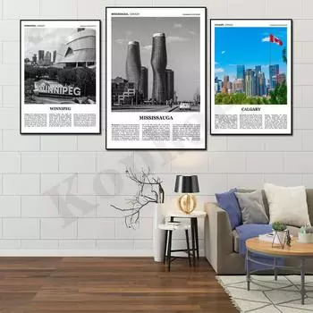 Миссиссога Калгари Виннипег Эдмонтон Оттава Монреаль Ванкувер городской пейзаж фотография домашний декор плакат 21cm30cm NoFrame