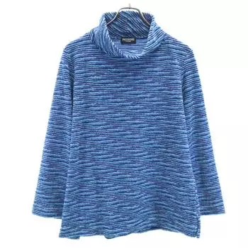 Missoni 90-е Сделано в Японии Старый узор в полоску С длинным рукавом С высоким воротом Свитер из махровой ткани Женский Б/У