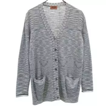 Missoni сделано в Италии Кардиган вязаный с длинным рукавом и V-образным вырезом, с узором по краю, 44 Женский Б/у