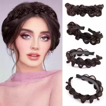 MISSQUEEN 1 шт. синтетическая косичка парик повязка на голову твист коса обруч для волос нескользящая повязка на голову для женщин шиньон аксессуары одежда 13cm