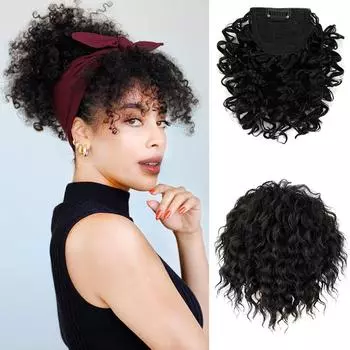 MISSQUEEN 2шт синтетический короткий шнурок конский хвост и вьющиеся клипсы в вьющиеся челки наращивание натуральный шиньон для женщин повседневная одежда 20cm