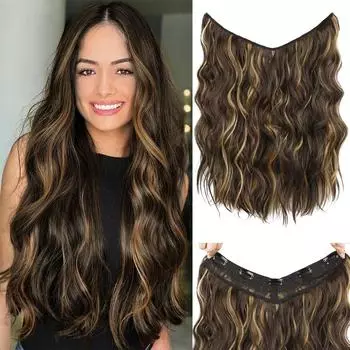 MISSQUEEN 5 клипс в волосах синтетический длинный волнистый вьющийся парик для наращивания натуральные густые волосы для женщин вечеринка косплей легко носить 50cm