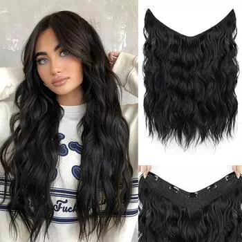 MISSQUEEN 5 клипс волнистый кудрявый парик синтетический длинный волнистый Cilp в наращивание волос натуральные густые волосы для женщин легко носить шиньоны 50cm