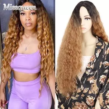 MISSQUEEN длинные волнистые парики глубокая волна вьющийся синтетический парик блондинка черный 30 дюймов парики для женщин косплей 30inches&China