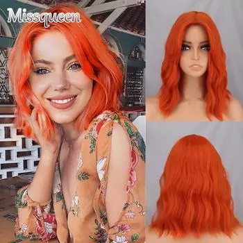 MISSQUEEN Короткий боб оранжевый парик из синтетического волокна с челкой темно-синий розовый черный парик Лолита вечеринка косплей повседневное использование натуральные волосы