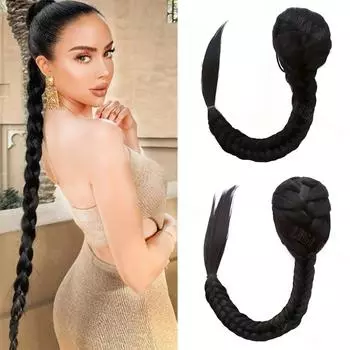 MISSQUEEN синтетическая длинная коса из рыбьей кости, хвостик, наращивание волос, зажим на шнурке в хвосте для женщин, аксессуары для волос