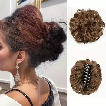 MISSQUEEN Синтетическая грязная булочка с когтями на заколке для волос Волнистые вьющиеся волосы булочка с хвостиком Резинка для волос Заколки для волос Аксессуары для волос 10cm