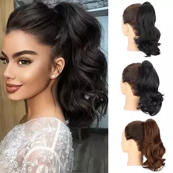 MISSQUEEN синтетические черные волосы наращивание хвоста коготь для женщин волнистый парик 12 дюймов натуральный конский хвост волосы 30CM