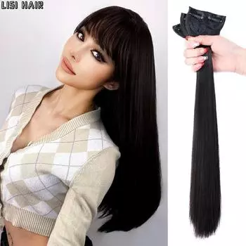 MISSQUEEN синтетические длинные прямые наращивание волос на клипсе натуральные волосы для женщин повседневная одежда для вечеринок 60cm