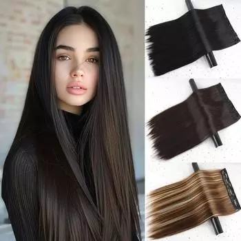 MISSQUEEN Синтетические клипсы в накладных волосах, длинные прямые натуральные клипсы в волосах для женщин, одежда для вечеринок и косплея 55cm
