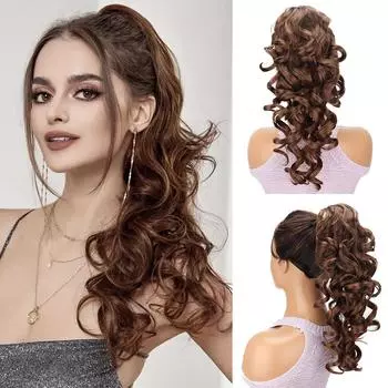 MISSQUEEN синтетические волнистые вьющиеся накладные волосы на заколке-конском хвосте элегантные для женщин - простые в использовании и стильные накладные волосы аксессуары для волос 40cm