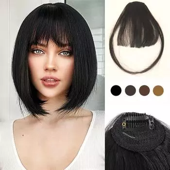 MISSQUEEN синтетические волосы цельные прямые на заколке для наращивания волос плоская челка с воздушной бахромой спереди с костюмной челкой аксессуары для волос 22cm