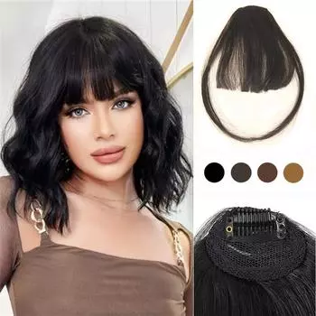 MISSQUEEN синтетические волосы цельные прямые на заколке для наращивания волос плоская челка с воздушной бахромой спереди с костюмной челкой аксессуары для волос 22cm