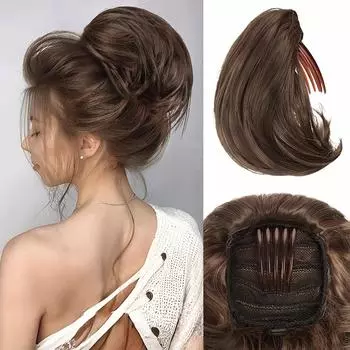 MISSQUEEN Синтетические волосы, пучок, накладные волосы, полностью короткий конский хвост, пучок, натуральные черные волосы, шиньон с расческой, зажим, пучок, высокая прическа, завязывающийся шнурок, пучок, накладные волосы 20cm