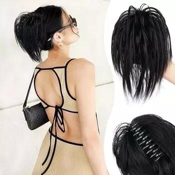 MISSQUEEN синтетические зажимы для когтей, грязные булочки, прическа, наращивание волос, прямые пучки волос, накладные натуральные волосы, парик для женщин, повседневная одежда 25cm