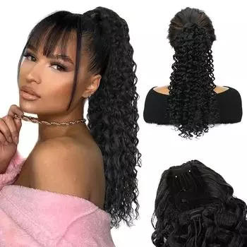 MISSQUEEN синтетический длинный кудрявый парик с хвостиком, высокотемпературное волокно, накладные волосы, хвостик для женщин, быстрая ежедневная носка 40cm