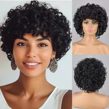 MISSQUEEN Синтетический короткий кудрявый парик, большой рулон, удлинение, большие короткие вьющиеся гибкие мягкие натуральные полные парики боб для женщин, косплей, повседневные и вечерние 30cm