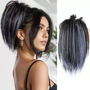 MISSQUEEN синтетический зажим для наращивания волос «грязный пучок» 12 дюймов пушистый пучок с бликами натуральный парик для женщин 25cm