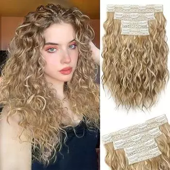 MISSQUEEN SSynthetic 4PCS Clip in Hair Extensions Clip In Natural Soft Hair Well Hair Extensions Short Wave Hairpieces For Women 35cm