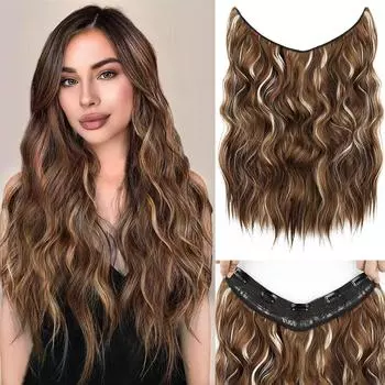 MISSQUEEN Синтетические 5 клипс в волосах длинные волнистые вьющиеся парики для наращивания натуральные густые волосы для женщин 50cm