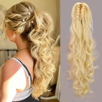 MISSQUEEN Synthetic Long Wavy Curly Ponytail Extensions Thick Drawstring Claw In Ponytail For Women Daily Cosplay Party Wear 65cm