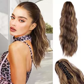 MISSQUEEN Синтетический конский хвостик с зажимом для волос, накладные волосы, конский хвостик, волнистые вьющиеся волосы для женщин, ежедневные волосы 45cm