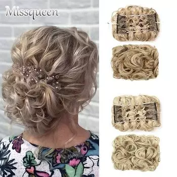 MISSQUEEN вьющиеся синтетические волосы, пластиковая расческа, зажим для шиньона, прическа, наращивание волос, шиньон, аксессуары для волос